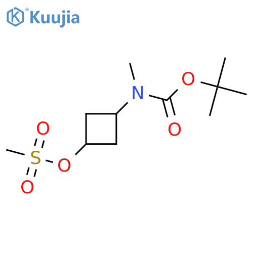 cis-[3-[tert-butoxycarbonyl(methyl)amino]cyclobutyl] methanesulfonate structure