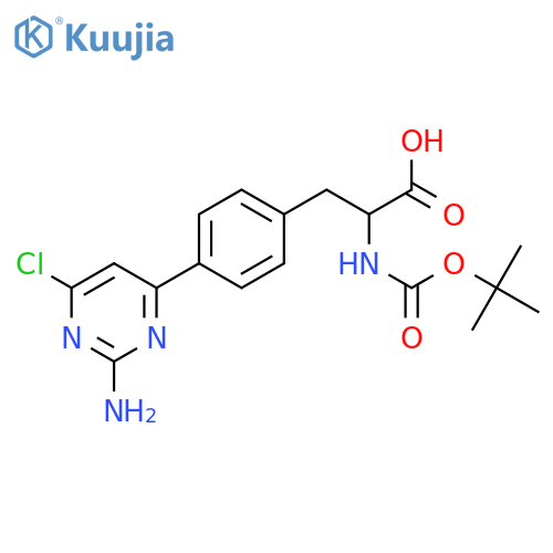 (S)-3-(4-(2-Amino-6-chloropyrimidin-4-yl)phenyl)-2-((tert-butoxycarbonyl)amino)propanoic acid structure