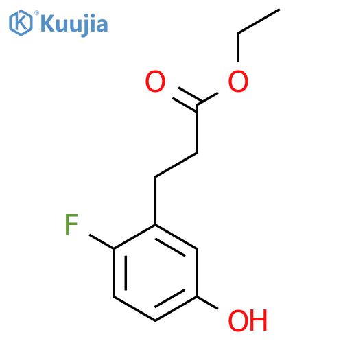 Benzenepropanoic acid, 2-fluoro-5-hydroxy-, ethyl ester structure