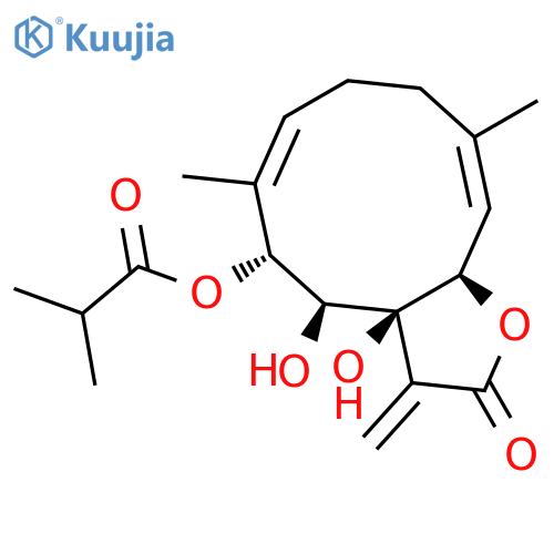 Propanoic acid,2-methyl-,(3aS,4S,5R,6E,10E,11aR)-2,3,3a,4,5,8,9,11a-octahydro-3a,4-dihydroxy-6,10-dimethyl-3-methylene-2-oxocyclodeca[b]furan-5-ylester structure