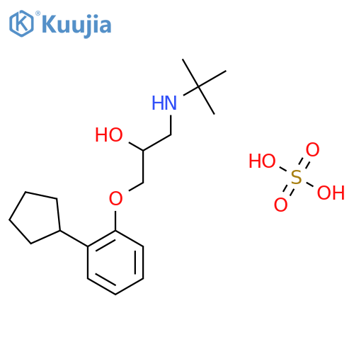 1-(2-cyclopentylphenoxy)-3-(tert-butylamino)propan-2-ol; sulfuric acid structure