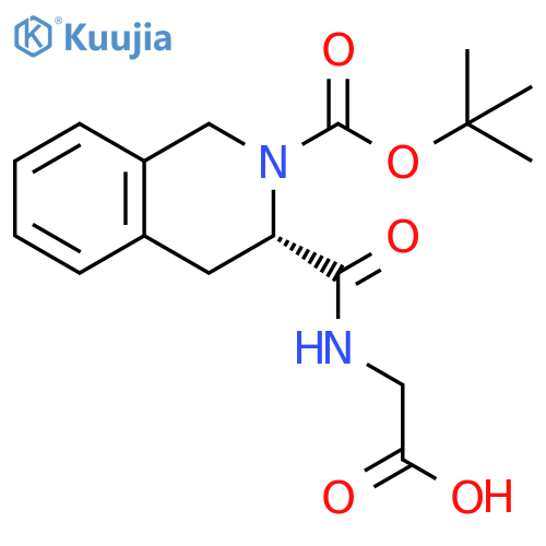 (S)-2-(2-(tert-butoxycarbonyl)-1,2,3,4-tetrahydroisoquinoline-3-carboxamido)acetic acid structure