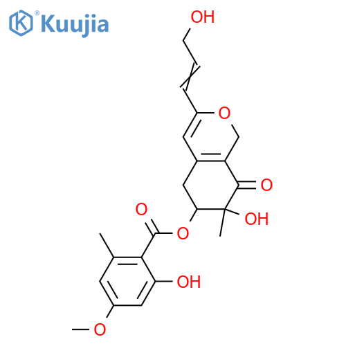 1,5,6,7-Tetrahydro-6,7-dihydroxy-3-(3-hydroxy-1-propenyl)-7-methyl-8H-2-benzopyran-8-one; (1'E,6R*,7R*)-form, 6-O-(2-Hydroxy-4-methoxy-6-methylbenzoyl) structure