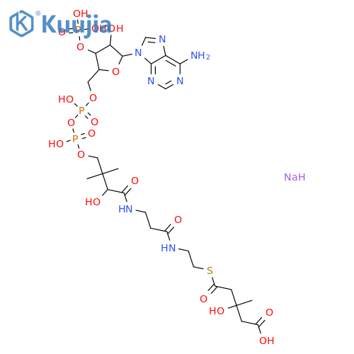 Coenzyme A, S-(hydrogen 3-hydroxy-3-methyl pentanedioate), sodium salt (1:2) structure