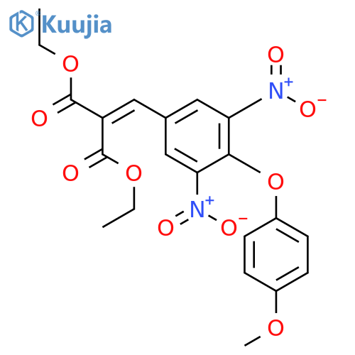 Propanedioic acid,2-[[4-(4-methoxyphenoxy)-3,5-dinitrophenyl]methylene]-, 1,3-diethyl ester structure