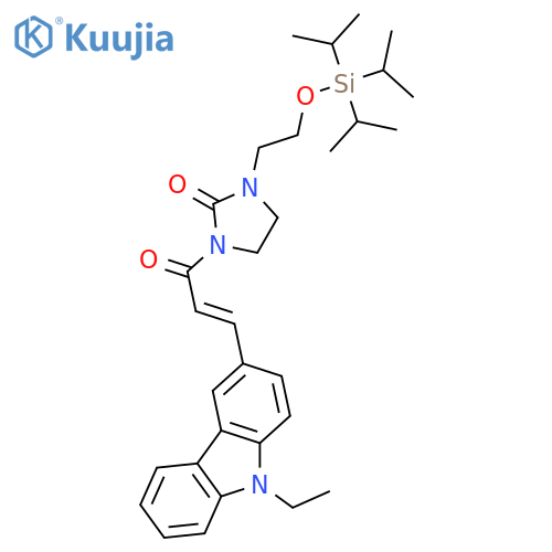 2-Imidazolidinone, 1-[3-(9-ethyl-9H-carbazol-3-yl)-1-oxo-2-propen-1-yl]-3-[2-[[tris(1-methylethyl)silyl]oxy]ethyl]- structure