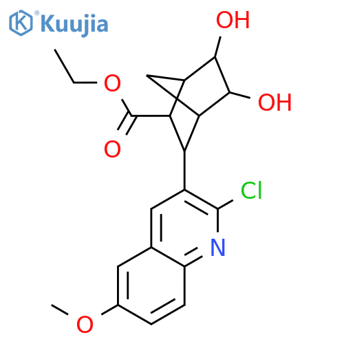 Bicyclo[2.2.1]heptane-2-carboxylic acid, 3-(2-chloro-6-methoxy-3-quinolinyl)-5,6-dihydroxy-, ethyl ester, (1R,2S,3R,4S,5S,6R)-rel- structure