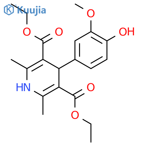 3,5-Pyridinedicarboxylic acid,1,4-dihydro-4-(4-hydroxy-3-methoxyphenyl)-2,6-dimethyl-, diethyl ester structure