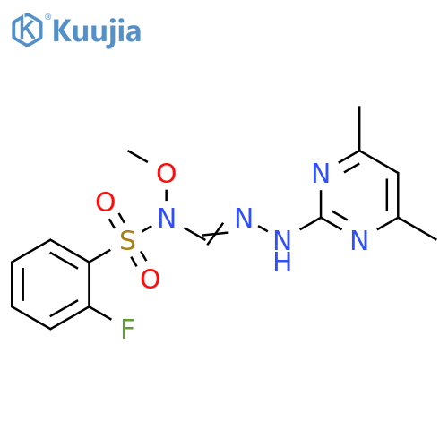 Benzenesulfonamide,N-[[(4,6-dimethyl-2-pyrimidinyl)amino]iminomethyl]-2-fluoro-N-methoxy- structure