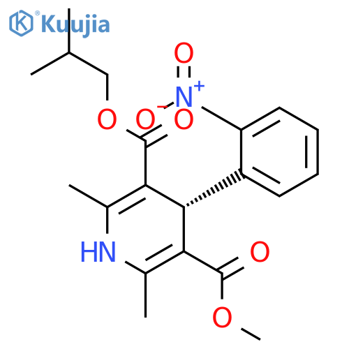 3,5-Pyridinedicarboxylicacid, 1,4-dihydro-2,6-dimethyl-4-(2-nitrophenyl)-, 3-methyl 5-(2-methylpropyl)ester, (4R)- structure