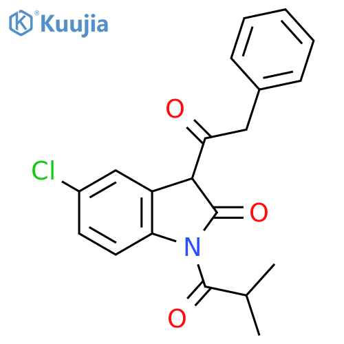 2H-Indol-2-one,5-chloro-1,3-dihydro-1-(2-methyl-1-oxopropyl)-3-(phenylacetyl)- structure