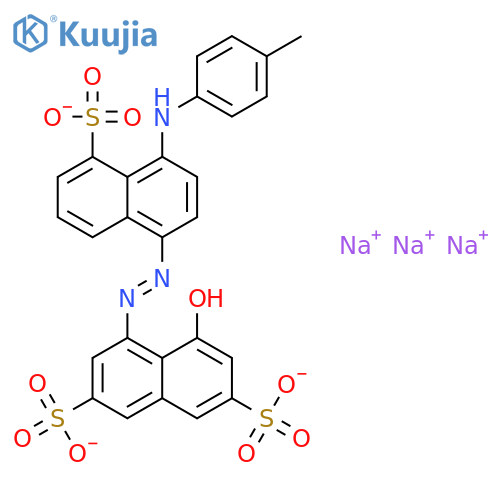 2,7-Naphthalenedisulfonicacid,4-hydroxy-5-[2-[4-[(4-methylphenyl)amino]-5-sulfo-1-naphthalenyl]diazenyl]-,sodium salt (1:3) structure