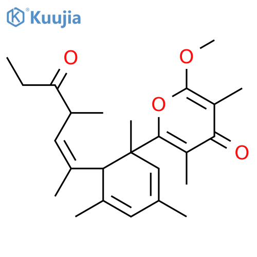 (+)-2-Methoxy-3,5-dimethyl-6-[1,3,5-trimethyl-2-[1,3-dimethyl-4-oxo-1-hexenyl]-3,5-cyclohexadien-1-yl]-4H-pyran-4-one structure