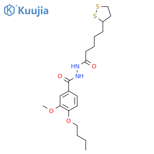 4-Butoxy-N'-[5-(dithiolan-3-yl)pentanoyl]-3-methoxybenzohydrazide structure
