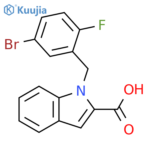 1-(5-bromo-2-fluorophenyl)methyl-1H-indole-2-carboxylic acid structure