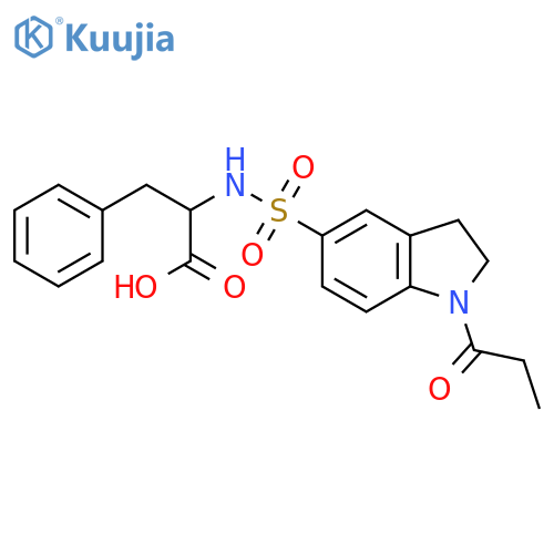 3-Phenyl-2-{[(1-propionyl-2,3-dihydro-1H-indol-5-yl)sulfonyl]amino}propanoic acid structure