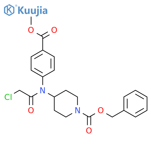 1-Piperidinecarboxylic acid, 4-[(2-chloroacetyl)[4-(methoxycarbonyl)phenyl]amino]-, phenylmethyl ester structure