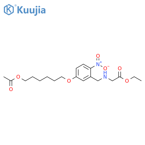 Glycine, N-[[5-[[6-(acetyloxy)hexyl]oxy]-2-nitrophenyl]methyl]-, ethyl ester structure
