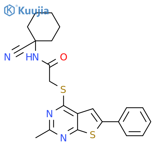 N-(1-cyanocyclohexyl)-2-({2-methyl-6-phenylthieno[2,3-d]pyrimidin-4-yl}sulfanyl)acetamide structure