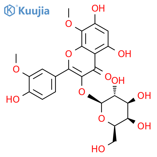 4H-1-Benzopyran-4-one,3-(b-D-galactopyranosyloxy)-5,7-dihydroxy-2-(4-hydroxy-3-methoxyphenyl)-8-methoxy- structure