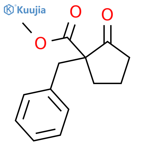 Cyclopentanecarboxylicacid, 2-oxo-1-(phenylmethyl)-, methyl ester structure