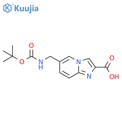 6-({(tert-butoxy)carbonylamino}methyl)imidazo1,2-apyridine-2-carboxylic acid structure
