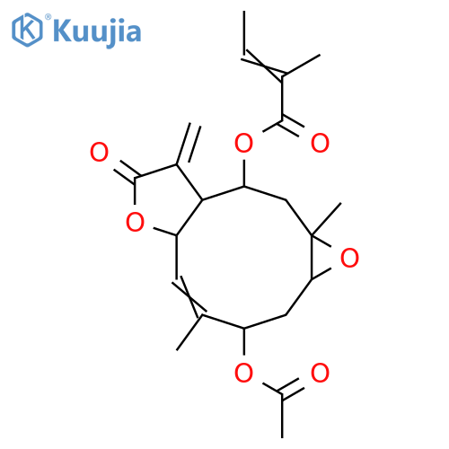 1,10-Epoxy-3,8-dihydroxy-4,11(13)-germacradien-12,6-olide; (1β,3β,4Z,6α,8β,10α)-form, 8-Tigloyl, 3-Ac structure