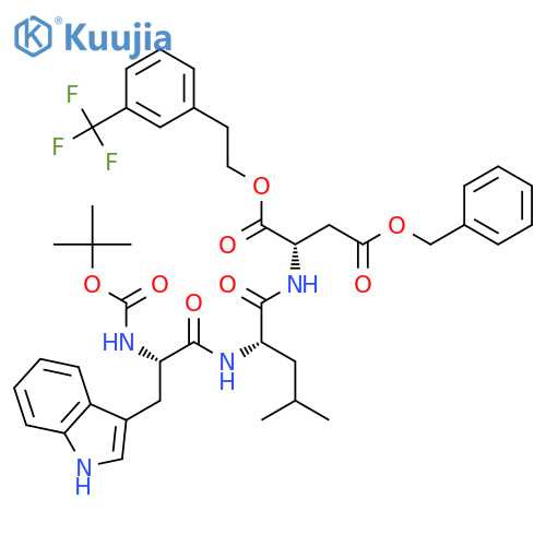 L-Aspartic acid, N-[N-[N-[(1,1-dimethylethoxy)carbonyl]-L-tryptophyl]-L-leucyl]-, 4-(phenylmethyl) 1-[2-[3-(trifluoromethyl)phenyl]ethyl] ester structure