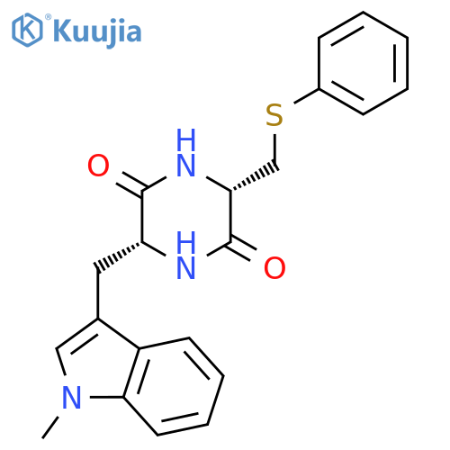 2,5-Piperazinedione, 3-[(1-methyl-1H-indol-3-yl)methyl]-6-[(phenylthio)methyl]-, (3R-cis)- structure