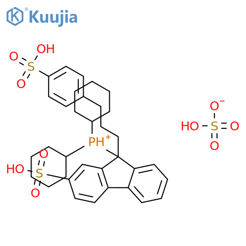 9-Dicyclohexylphosphanyl-9-[3-(4-sulfophenyl)propyl]fluorene-2-sulfonic acid;sulfuric acid structure