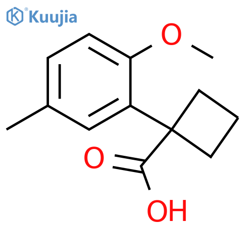 1-(2-methoxy-5-methylphenyl)cyclobutane-1-carboxylic acid structure