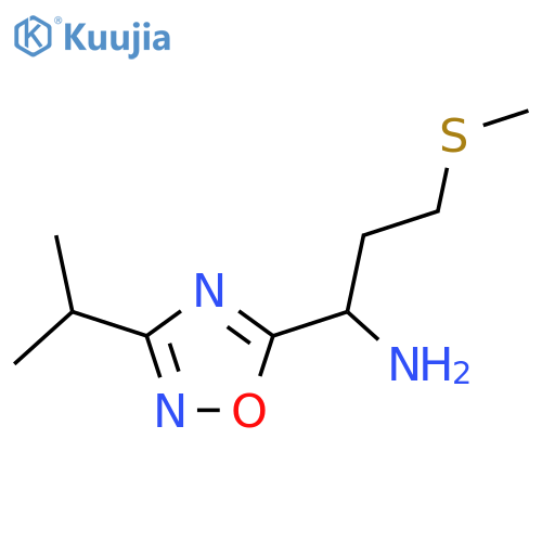 3-(Methylsulfanyl)-1-[3-(propan-2-yl)-1,2,4-oxadiazol-5-yl]propan-1-amine structure