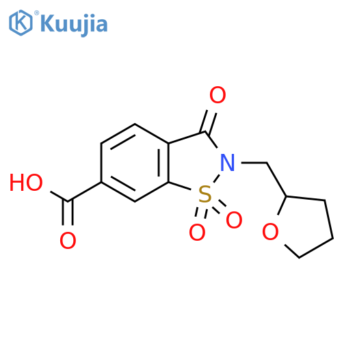 1,1,3-trioxo-2-[(oxolan-2-yl)methyl]-2,3-dihydro-1λ?,2-benzothiazole-6-carboxylic acid structure