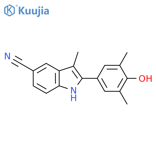 1H-Indole-5-carbonitrile, 2-(4-hydroxy-3,5-dimethylphenyl)-3-methyl- structure