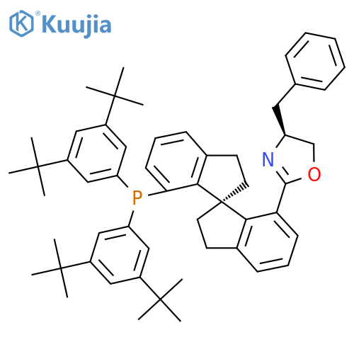 Oxazole,2-[(1S)-7'-[bis[3,5-bis(1,1-dimethylethyl)phenyl]phosphino]-2,2',3,3'-tetrahydro-1,1'-spirobi[1H-inden]-7-yl]-4,5-dihydro-4-(phenylmethyl)-,(4S)- structure