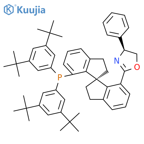 Oxazole, 2-[(1S)-7'-[bis[3,5-bis(1,1-dimethylethyl)phenyl]phosphino]-2,2',3,3'-tetrahydro-1,1'-spirobi[1H-inden]-7-yl]-4,5-dihydro-4-phenyl-, (4S)- structure