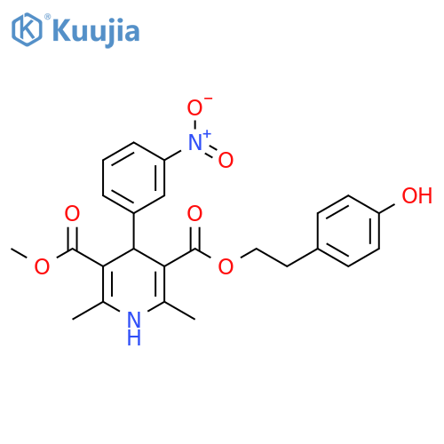 3,5-Pyridinedicarboxylic acid,1,4-dihydro-2,6-dimethyl-4-(3-nitrophenyl)-, 2-(4-hydroxyphenyl)ethylmethyl ester structure