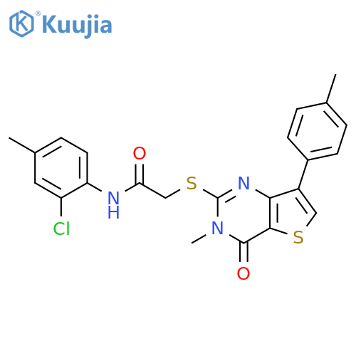 N-(2-chloro-4-methylphenyl)-2-{[3-methyl-7-(4-methylphenyl)-4-oxo-3H,4H-thieno[3,2-d]pyrimidin-2-yl]sulfanyl}acetamide structure