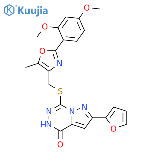 7-({[2-(2,4-dimethoxyphenyl)-5-methyl-1,3-oxazol-4-yl]methyl}sulfanyl)-2-(furan-2-yl)-4H,5H-pyrazolo[1,5-d][1,2,4]triazin-4-one structure