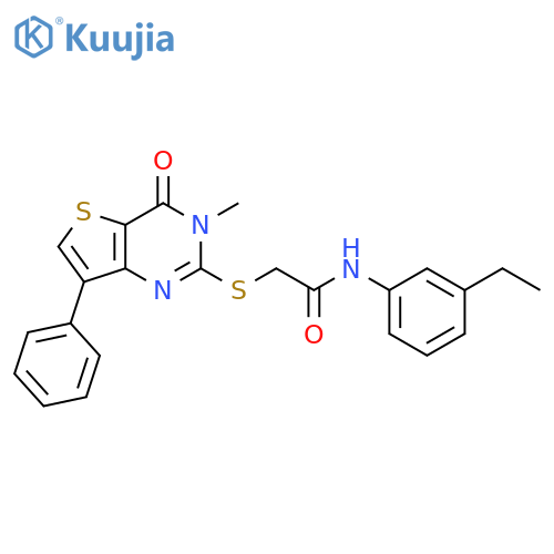 N-(3-ethylphenyl)-2-({3-methyl-4-oxo-7-phenyl-3H,4H-thieno[3,2-d]pyrimidin-2-yl}sulfanyl)acetamide structure