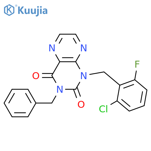 3-benzyl-1-[(2-chloro-6-fluorophenyl)methyl]pteridine-2,4-dione structure