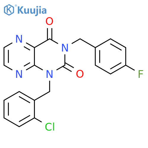 1-[(2-chlorophenyl)methyl]-3-[(4-fluorophenyl)methyl]-1,2,3,4-tetrahydropteridine-2,4-dione structure