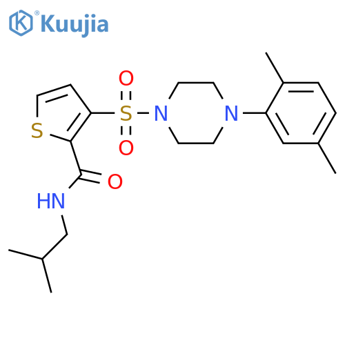 3-{[4-(2,5-dimethylphenyl)piperazin-1-yl]sulfonyl}-N-(2-methylpropyl)thiophene-2-carboxamide structure