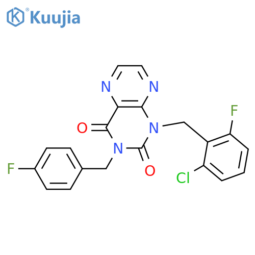 1-[(2-chloro-6-fluorophenyl)methyl]-3-[(4-fluorophenyl)methyl]-1,2,3,4-tetrahydropteridine-2,4-dione structure