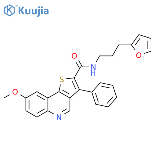 N-[3-(furan-2-yl)propyl]-8-methoxy-3-phenylthieno[3,2-c]quinoline-2-carboxamide structure