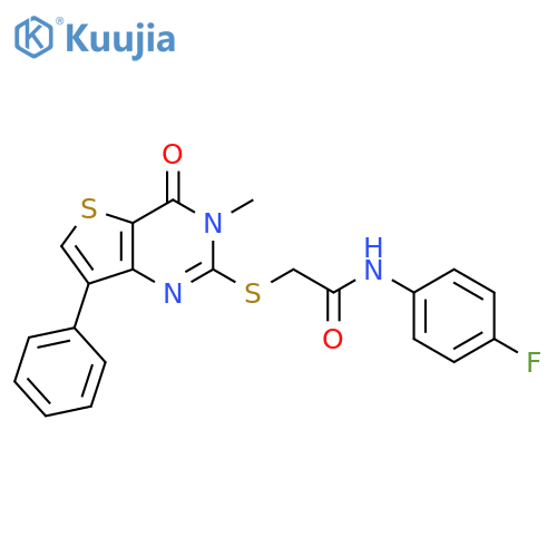 N-(4-fluorophenyl)-2-({3-methyl-4-oxo-7-phenyl-3H,4H-thieno[3,2-d]pyrimidin-2-yl}sulfanyl)acetamide structure