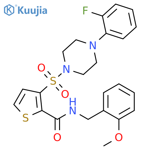 3-{[4-(2-fluorophenyl)piperazin-1-yl]sulfonyl}-N-[(2-methoxyphenyl)methyl]thiophene-2-carboxamide structure