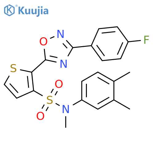 N-(3,4-dimethylphenyl)-2-[3-(4-fluorophenyl)-1,2,4-oxadiazol-5-yl]-N-methylthiophene-3-sulfonamide structure