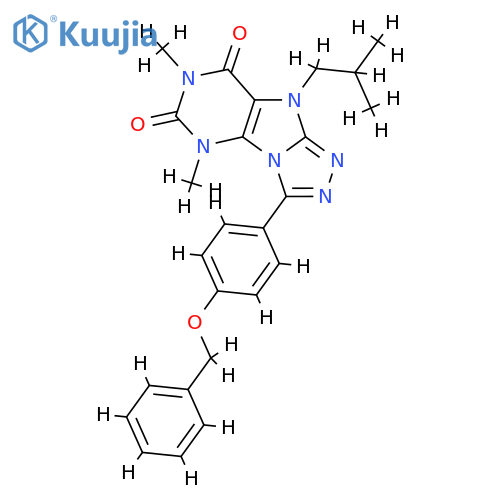 3-[4-(benzyloxy)phenyl]-5,7-dimethyl-9-(2-methylpropyl)-5H,6H,7H,8H,9H-[1,2,4]triazolo[3,4-h]purine-6,8-dione structure