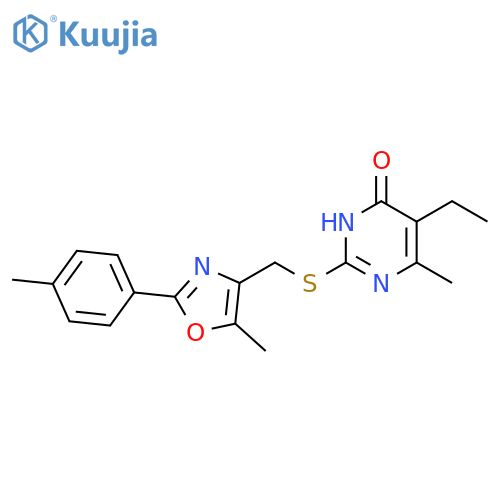 5-ethyl-6-methyl-2-({[5-methyl-2-(4-methylphenyl)-1,3-oxazol-4-yl]methyl}sulfanyl)pyrimidin-4-ol structure
